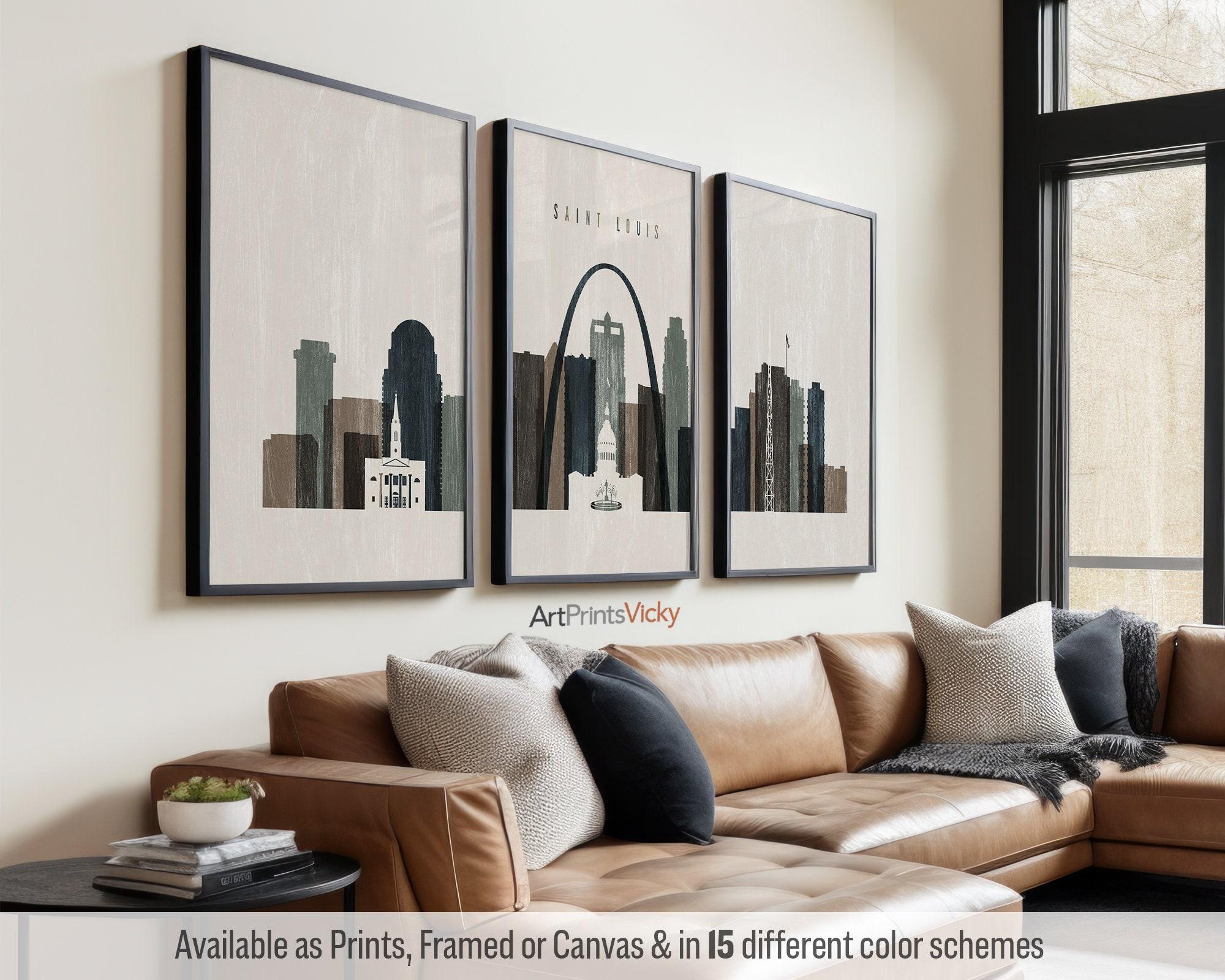 St. Louis Wand Kunst Drucke, St. Louis Skyline Poster Set ...
