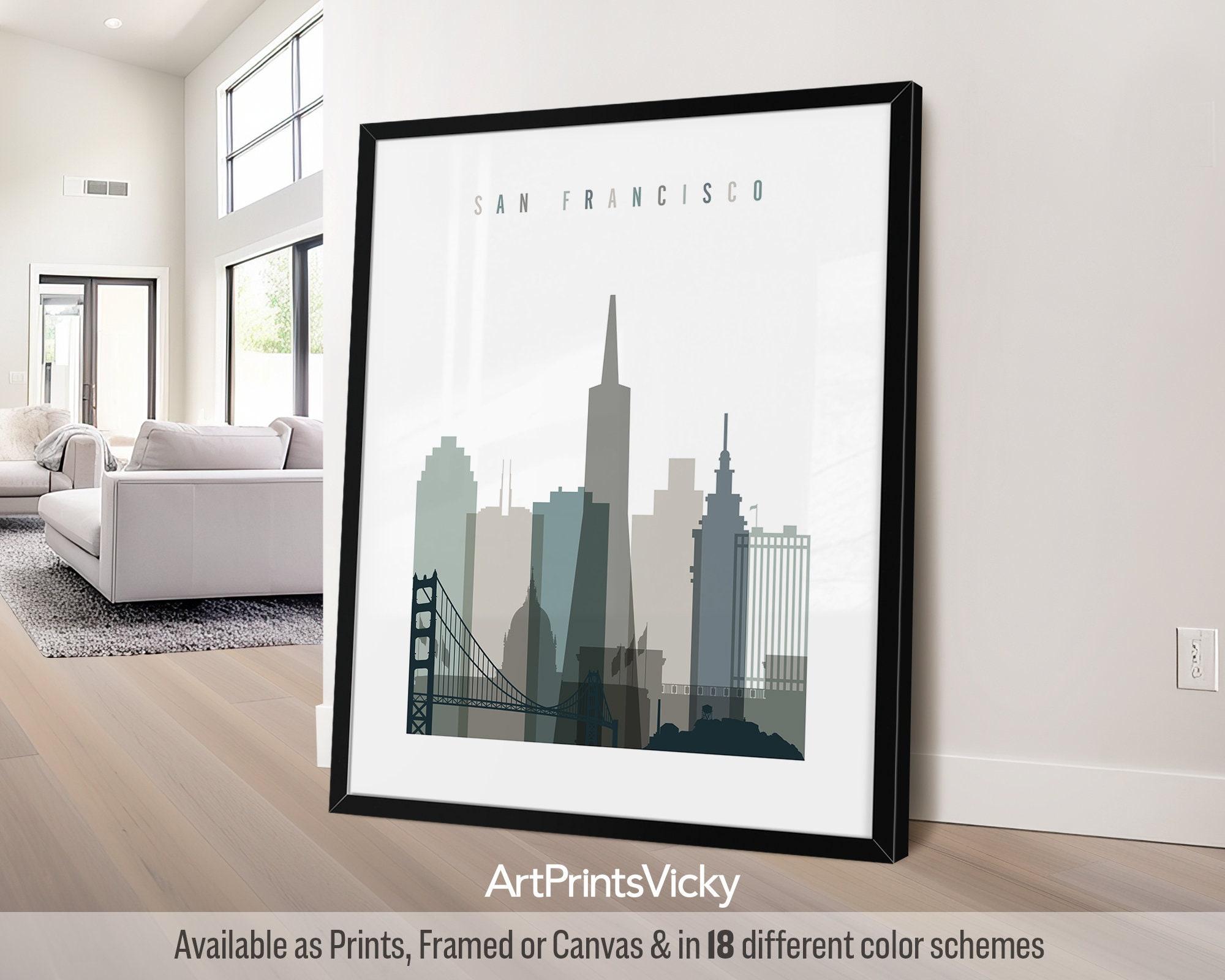 San Francisco Druck Kalifornien Skyline Wandkunst Poster ...